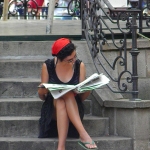 on the stairs